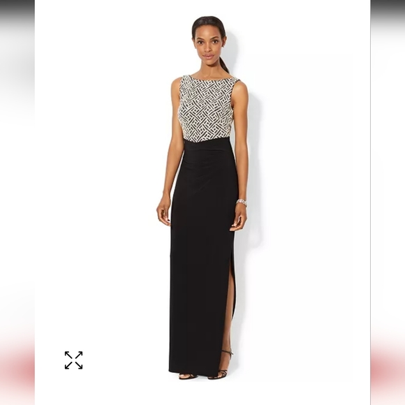 Ralph Lauren Sleeveless Sequined geo-patern Pre-own gown maxi dress size 8 - Picture 1 of 9